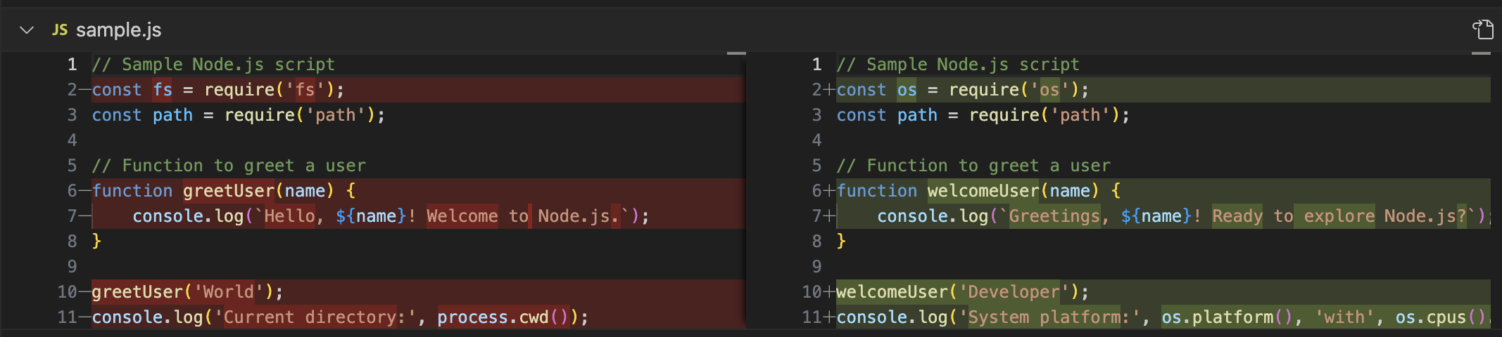 Official Roo Code documentation screenshot showing the View Differences interface for comparing a checkpoint snapshot against the current workspace state